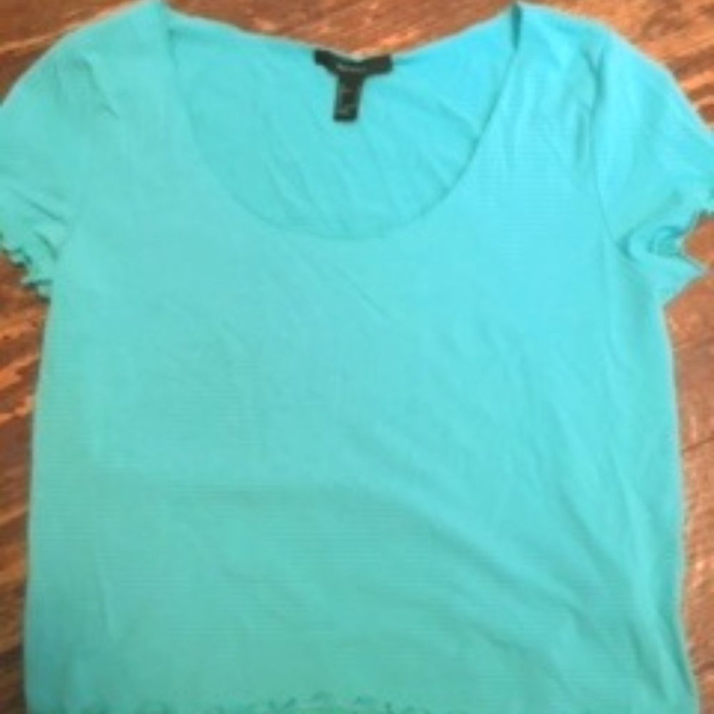 Teal Lettuce Ruffled Top